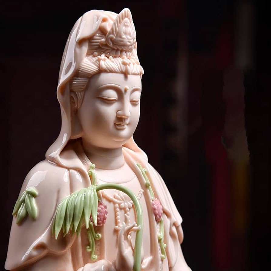 ※中国古美術/彩色蓮上観音菩薩座像/保存箱付/ 中国古美術/彩色蓮上観音菩薩座像/保存箱付/ 中国古美術/彩色